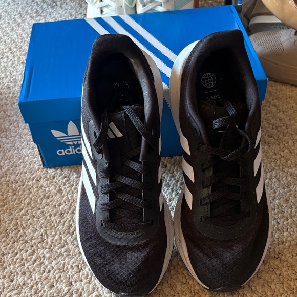 adidas Shoes - Adidas Women’s Classic Black Sneakers with White Stripes 6.5